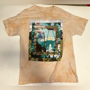 Disney Alice‎ In Wonderland T Shirt Womens M Tie Dye Orange Curiouser Graphic